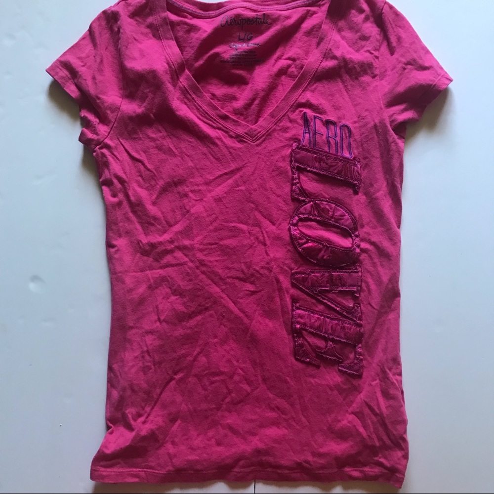 🛍 Aero Pink V Neck Short Sleeve Shirt